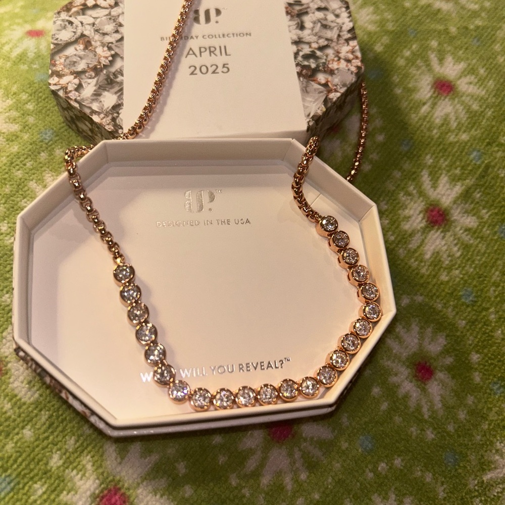 Rose Gold Necklace with Sparkling Stones